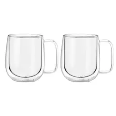SIMPLIT - Set 2 Tazas Mug de Vidrio Doble Pared 300 ml