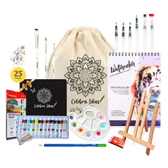 CELEBRA IDEAS - Set Arte Pintura Acuarelas Kit c atril pinceles recargables