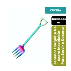 GENERICO - Tenedor Horquilla De Acero Inoxidable Para Servir Colorful