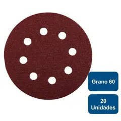 KWB - Discos Lijas Velcro 8 Perforaciones 5 Grano 60 20un.