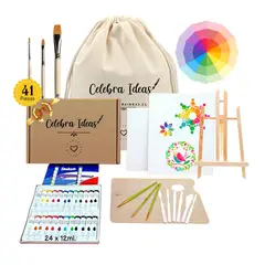 CELEBRA IDEAS - Set de Arte pintura acrílicos Kit de Arte 41 piezas