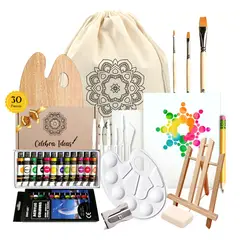 CELEBRA IDEAS - Set de Arte pinturas acrílicas con atril Kit Arte 30 piezas
