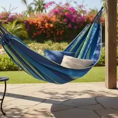 GENERICO - Hamaca Algodon 1 Plaza Colgante Azul Hasta 100kg