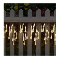 GENERICO - Guirnalda Solar Hada Gotas 20 Led 4 Metros Calidas