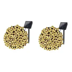GENERICO - Pack X2 Luces Solares Navidad Guirnalda 10 Metros 100 Led Cálidas