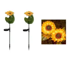 GENERICO - Estaca Solar De Girasol Luz Led Cálida Pack 2 Und
