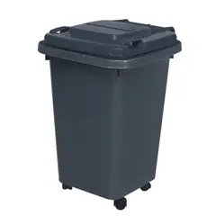 GENERICO - Basurero Contenedor De Basura 50 Litros Con Ruedas - Negro