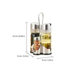 GENERICO - Set Alcuza Aceitero Salero Limon Vinagre Pimienta 4 Piezas