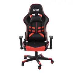 LEVO - Silla Gamer Escritorio Ergonómica Negra Roja
