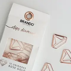BRANDO - Clip Diseño Diamante Rose Gold 15 U