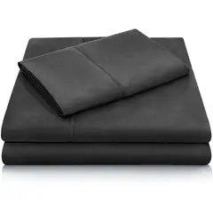 GENERICO - Juego de Sábanas 1 1/2 Plazas 200 Hilos 4 Piezas - Negro