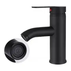 GENERICO - Llave Monomando Lavamanos Negro Mate Flexibles Envio
