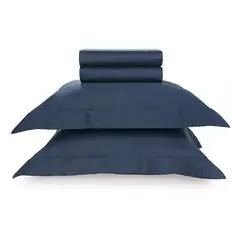 KARSTEN - Juego de sábanas Domos Súper King 270 hilos Azul Marino