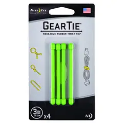 NITE IZE - Pack 4 amarras de goma 7 cm Gear Tie verde