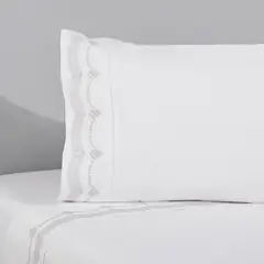 NINA HERRERA - Sábana Bordada Grey Gris 200 Hilos 1,5 Plaza