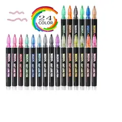GENERICO - Lapices Marcadores Mágicos Metálicos Con Contorno 24 Colores