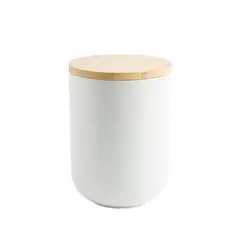 SIMPLIT - Contenedor de Cerámica Hermético Tapa Madera M Negro - Blanco