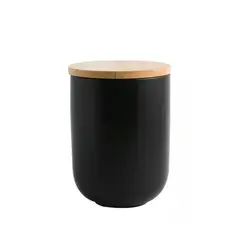SIMPLIT - Contenedor de Cerámica Hermético Tapa Madera M Negro - Negro