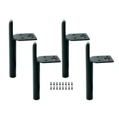GENERICO - Pack 4 Patas Cilindrica Metalicas Negra Para Muebles Sofas