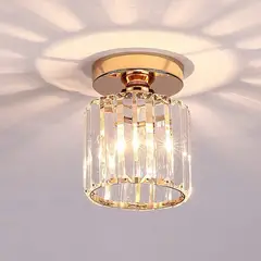 HOME NEAT - Lámpara de techo de cristal moderna para pasillo escaleras oro.