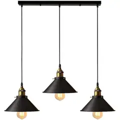 HOME NEAT - Lámpara de techo industrial vintage 3 luces E27 Negro