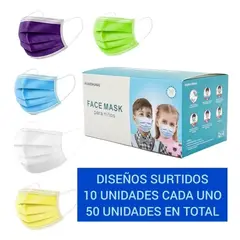 GENERICO - Mascarilla Desechable Niño MULTICOLOR 50 Uni Certificada