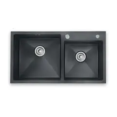 MODERN SPACE - Lavaplatos 80x45 Cm Negro Delux Acero Inoxidable