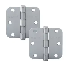 ODIS - Pack 2 Bisagras Acero 3,5”×3,5”×2,0mm Canto Redondo - Plata