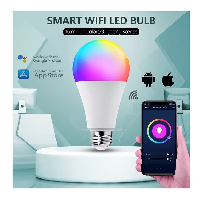 Ampolleta LED WIFI Inteligente RGB Control Smartphone 50000 Horas