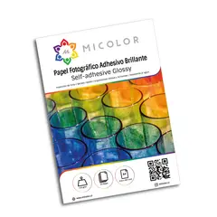 MICOLOR - Papel adhesivo brillante a4 115 g 100 hojas