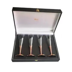 PERFECT CLASS - Set de 4 Copas Espumante Pie de Cobre