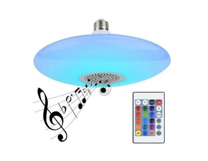 Ampolleta Ufo Rbg E27 Bluetooth Control Remoto Parlante