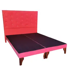 GENERICO - Base Europea Div 2 Plaza Respaldo Rosado Felpa a Piso Botón Diamante