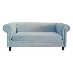 MUEBLERIA LATINA - SOFA FELPA 3 CUERPOS LINEAL BRABANTE VERDE AGUA.