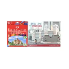 FABER-CASTELL - SET 24 LAPICES MAS LIBRO CON 25 POSTALES PARA COLOREAR