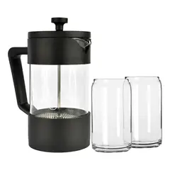 SIMPLIT - Pack Cafetera Francesa 600ml + Set 2 Vasos 550ml