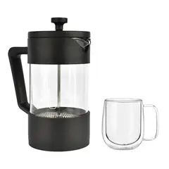 SIMPLIT - Pack Cafetera Francesa 600ml +Taza Doble Pared 300ml