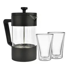 SIMPLIT - Pack Cafetera Francesa 600ml + Set 2 Vasos 400 ml
