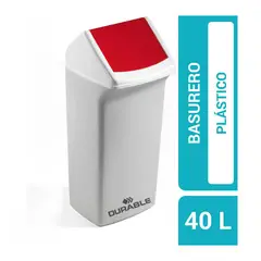 DURABLE - Basurero Durabin 40 Tapa Abatible Rojo