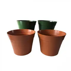 DECOGREEN - Set de 4 Maceteros Biodegradables Clásico 2 gris, 2 terracota