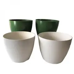 DECOGREEN - Set de 4 Maceteros Biodegradables Actual, 2 verde musgo y 2 blancos