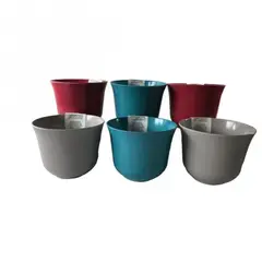 DECOGREEN - Set de 6 Maceteros Biodegradables Curvo 2 gris, 2 purpura, 2 turquesa