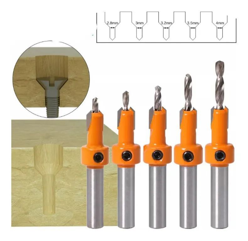 5 Avellanadores Brocas Madera- Herramienta Carpintería