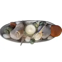 GENERICO - DECORACIÓN MAR TERRAZAS DE QUINQUELLES BANDEJA PIEDRA CUARZO CARACOLAS VELA