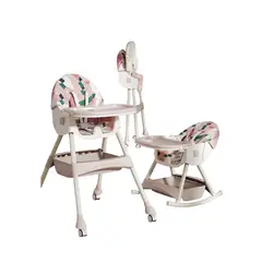 LUBABYCAS - Silla De Comer Mecedora 2 En 1 Con Ruedas Rosada