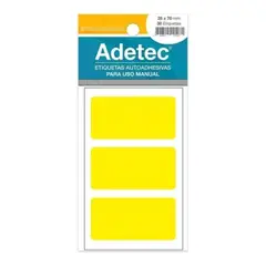 ADETEC - 30 Etiquetas Manual Rectangular Mix Fluor 35x70 mm
