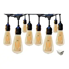 GENERICO - Guirnalda Impermeable Luces Led 10 Metros Extensible + 10 Ampolletas corriente