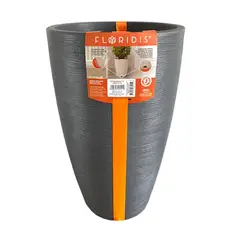 FLORIDIS - MACETERO GRAFITO AMSTERDAM 65 CM ALTO CON PLATO