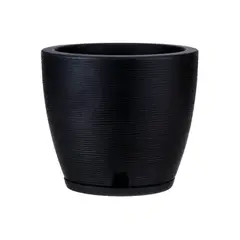 FLORIDIS - MACETERO NEGRO AMSTERDAM 28CM ALTO CON PLATO