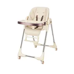 LUBABYCAS - Silla De Comer Multiposiciones Plegable Dorada